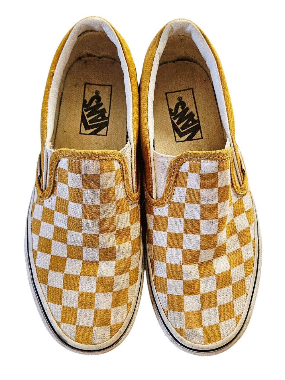 Vans Slip On Yellow Checkerboard Sneakers Size 7.5